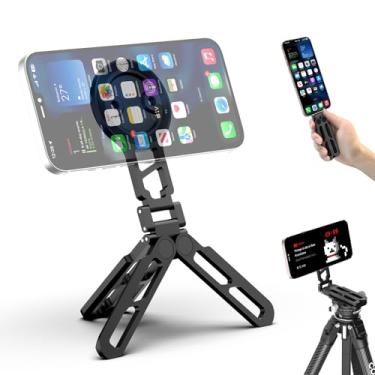 Imagem de COMAN DP55 Tripé magnético para iPhone, mini tripé magnético dobrável, suporte para celular com Arca-Swiss, orifício de parafuso de 1/10.2 cm, suporte para sapata fria, compatível com Magsafe para