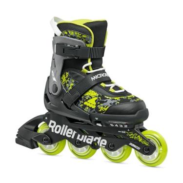 Imagem de Rollerblade Microblade SL Patins em linha ajustáveis para crianças, preto e limão, júnior, desempenho juvenil