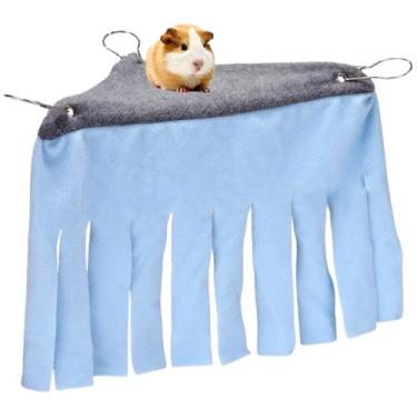 Imagem de Esconderijo florestal de lã de canto para porquinhos-da-índia, furões, chinchilas, ouriços, coelhos anões e outros animais de estimação pequenos - acessórios e brinquedos (azul)
