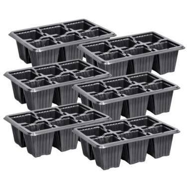 Imagem de Kit 6 Bandejas Sementeira De Germinação Caseira Horta 15 Células Peque