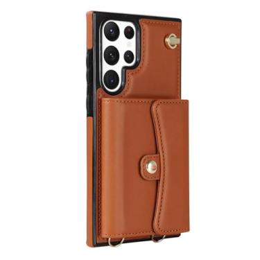 Imagem de HJZSZX Para Samsung A54 (5G) Cordão Couro Flip Phone Case Wallet Card Cover (Para Samsung A54 (5G)/Marrom)