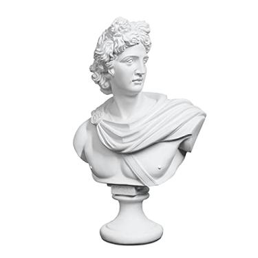 Imagem de YUEOECOR Estátua grega de Apolo de 36 cm, busto romano clássico, mitologia grega, escultura branca para decoração de casa