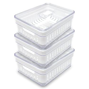 Imagem de Organizador de Geladeira Armario Cozinha 1.9 Litros Acrilico Frutas Legumes e Vegetais (Kit 3, Cesto)