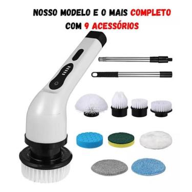 Imagem de Escova De Limpeza Elétrica Giratória Recarregável 9 Em 1 - VASSOURA 9 