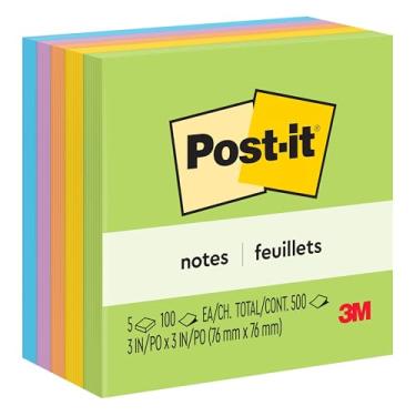 Imagem de Post-it Notas, 7,6 x 7,6 cm, 5 blocos, notas adesivas favoritas da América, coleção de fantasia floral (654-5UC)