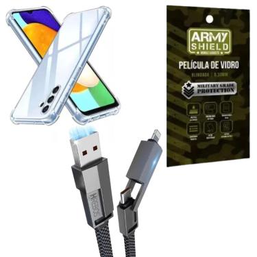 Imagem de Capinha Para Galaxy A05 + Cabo Usb 4 Em 1 + Pelicula