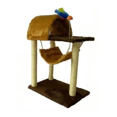 Imagem de Arranhador Para Gatos Toca E Rede - Akara do Gato, Marrom com Caramelo