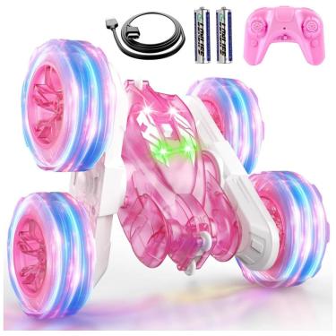 Imagem de Mini Carro Elétrico Rosa Recarregável USB-C - Controle Remoto, Luzes Coloridas, Roda 360° - Brinquedo Meninas,RacingFun
