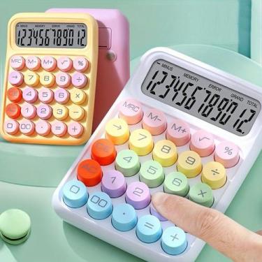 Imagem de Calculadora Colorida De 12 Dígitos Teclado Mecânico De Ponto Grande Es