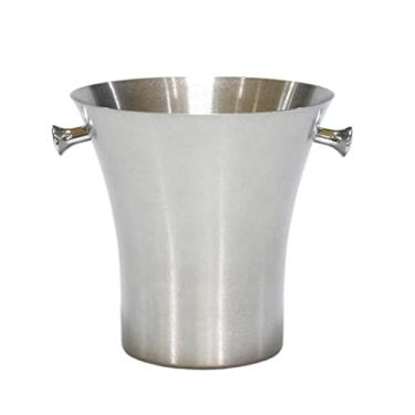 Imagem de FTOQWZXV Balde de gelo balde de gelo de aço inoxidável engrossado balde de gelo champanhe europeu casa ao ar livre cerveja cubo de gelo balde de champanhe balde refrigerador barril (prata 5L)