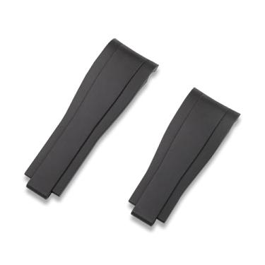 Imagem de Crafter Blue Pulseira de borracha RS01 com extremidade curva compatível com Rolex Submariner, Explorer, Explorer II, GMT Master, GMT Master II, Daytona e Yachtmaster, Preto, 4 Links by 4 Links