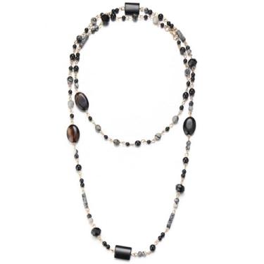 Imagem de FULU AUTUMN Colares longos com contas para mulheres, colar longo de contas de pedra natural, presentes de aniversário para mulheres, bijuterias boêmias, 40 inches, Pedra, Sem Pedra Preciosa