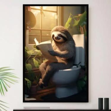 Imagem de Genérico, Quadro Banheiro Bicho Preguiça Lavabo Decorativo A3 35x45cm