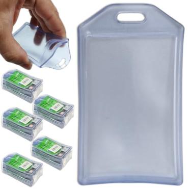 Imagem de Plástico Porta Cartão Crachá Documento Suporte Transparente Duro Rígido dois cartões (50)