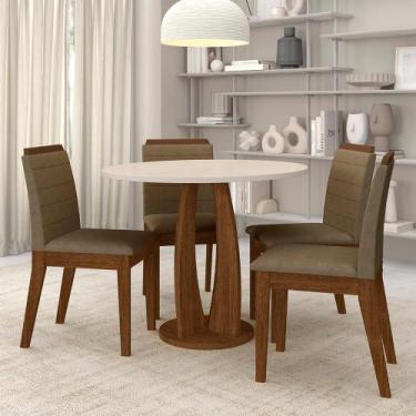 Imagem de Sala De Jantar Redonda Fontana Com 4 Cadeiras Freijó/off/capuc - M.a -