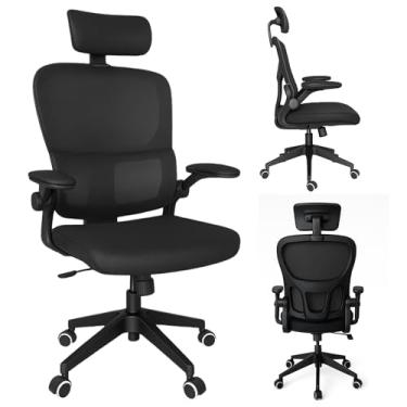 Imagem de Cadeira de Escritório Ergonômica Giratória, Malha Respirável, Estofado Mesh. Modelo Tipo Presidente, Mecanismo de Elevação a gás, Rodinhas silenciosas. Preta. | HYATTO OFFICE |