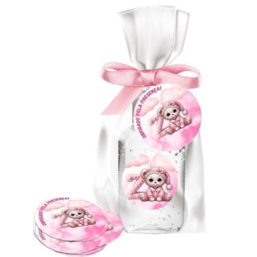 Imagem de kit 25 Lembrancinhas Alcool Gel Ursinha Rosa Maternidade e Chá De Bebê