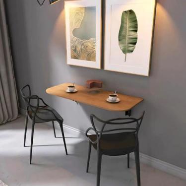 Imagem de Mesa Dobrável Retrátil Amadeirada 70x30 Para Cozinha, Escritório ou Va
