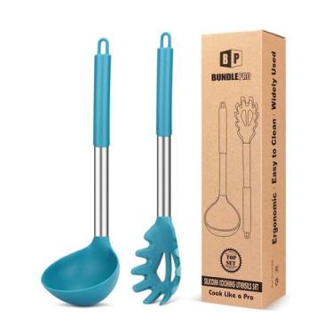 Imagem de Conjunto de garfos e colheres de silicone para macarrão Bundlepro (AZU