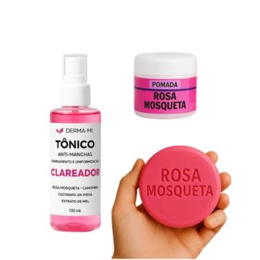 Imagem de Kit Clareador Rosa Mosqueta DermaMi | Tônico + Pomada + Sabonete | Clareia Manchas, Hidrata e Regenera