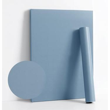 Imagem de Dimoon Papel de parede 236 x 17,7 polegadas Papel de parede azul para contato azul papel de parede azul puro papel de parede autoadesivo papel de parede removível azul texturizado prateleira gaveta