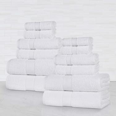 Imagem de SUPERIOR Oregon Conjunto de toalhas de algodão orgânico de 12 peças, toalhas pesadas para uso diário do banheiro, absorvente, essencial de banho ecológico de pelúcia, inclui 4 banheiros, 4 mãos, 4