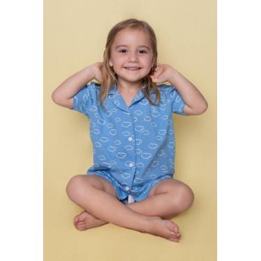 Imagem de Pijama Infantil Menina Americano Nuvem Azul - Pink Dream, 10