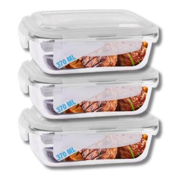 Imagem de Kit 3 Potes De Vidro Marmita C/ Tampa Hermético 640ml Oferta - PRATICA