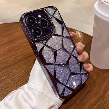 Imagem de YOGISU Capa de luxo em cubo brilhante para iPhone 16 ProMax, capa macia (para iPhone 16 ProMax/ROXA)