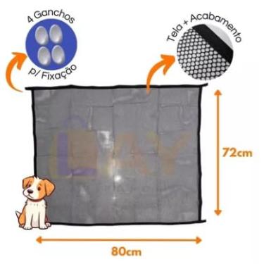 Imagem de Cerca Tela para Cachorros/Divisória para Portas Preto | Fácil Instalação | Ambientes Internos | Diversos Tamanhos | Leve e Prática | Segurança para Pets (PP: 72cm x 80cm)