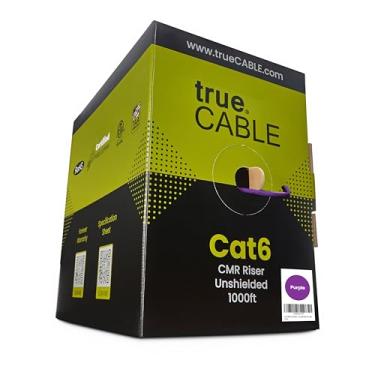 Imagem de TrueCABLE Cat6 Riser (CMR), 305 m, roxo, 23AWG 4 pares de cobre sólido nu, 550MHz, PoE++ (4PPoE), listado ETL, par trançado não blindado (UTP), cabo Ethernet a granel