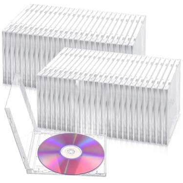 Imagem de Pacote com 25 estojos de joias de CD de 10,4 mm, estojos vazios de plástico transparente para disco único padrão, estojos de joias para proteção e substituição de CDs, DVDs, estojo de armazenamento em