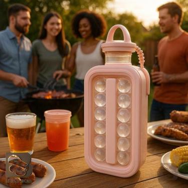 Imagem de Garrafa Forma Para Gelo Portátil Com 12 Esferas Bola Bolinhas e Alça P