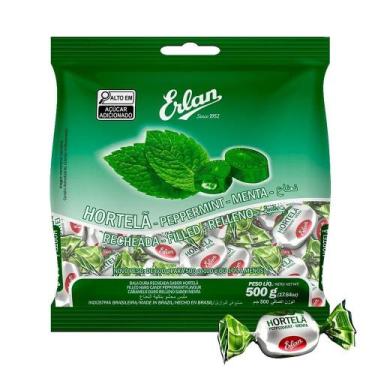 Imagem de Bala Erlan Recheada Hortelã 500g