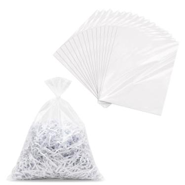 Imagem de Klmnop 50 unidades de sacos trituradores de 48 litros, sacos de plástico espessos para trituradores de papel, saco de armazenamento de 66 x 76 cm para trituradores pequenos (transparente)