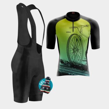 Imagem de Conjunto de Ciclismo Masculino - Camisa Bike Roda Verde Degradê (PRO) 