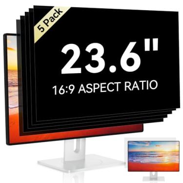 Imagem de [Pacote com 5] Tela de privacidade de computador de 23,6 polegadas para monitor widescreen 16:9, antirreflexo, proteção ocular antirUV, filtro de monitor de LED para PC, película removível