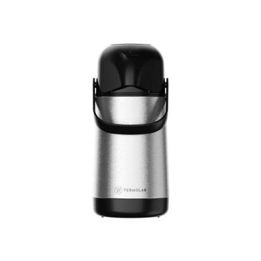 Imagem de Garrafa térmica 500 ml pressão lumina - Termolar, 500ml, Inox e Preto