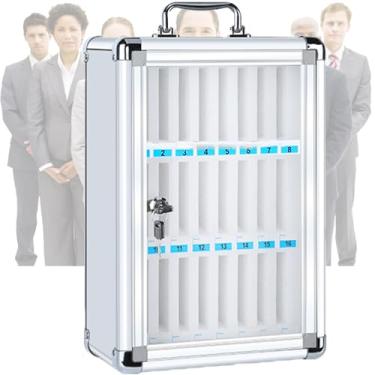 Imagem de Armazenamento para celular,cofre para celular de parede com trava,compartimento de algodão perolado,alça de metal,estrutura de liga de alumínio para sala de aula,escritório e exame