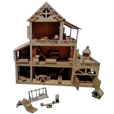 Imagem de Casinha Para Boneca Polly Lol Com Garagem 60 Cm - Com Móveis