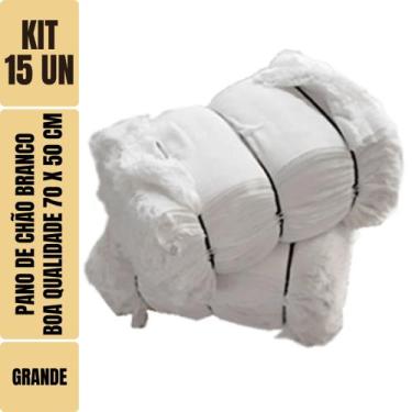 Imagem de Kit com 15 - Pano De Chão Branco Alvejado 70 X 50 Cm - Neves - Grande 