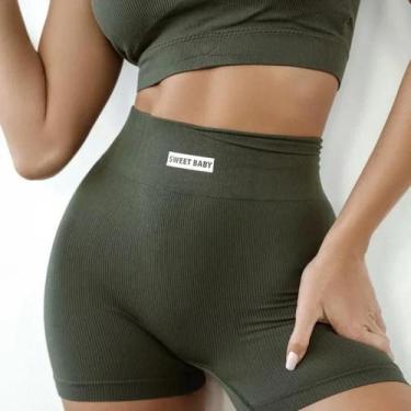 Imagem de Conjunto de Yoga Feminino Sem Costura - Regata e Calças com Estampa de
