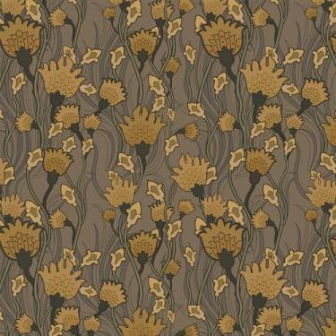 Imagem de Papel de parede de contato removível floral vintage para armário e gaveta 48 cm × 118 pol. Papel de parede autoadesivo de vinil de flor marrom para banheiro, fazenda, quarto e decoração de cozinha