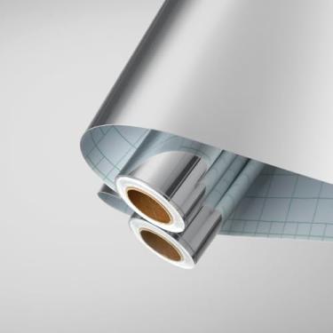 Imagem de Skyblur Adesivos de espelho, autoadesivos, papel de contato espelhado, para armários, faça você mesmo, artesanato, lava-louças, papel de parede prateado, descascar e colar, adesivos de parede