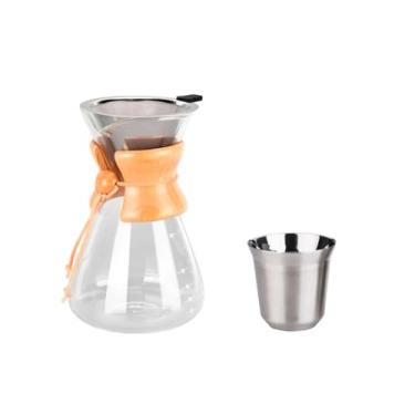Imagem de Kit Cafeteira Chemex 400ml + Copo Térmico Inox 80ml - Café Artesanal e Gourmet para Fazer em Casa
