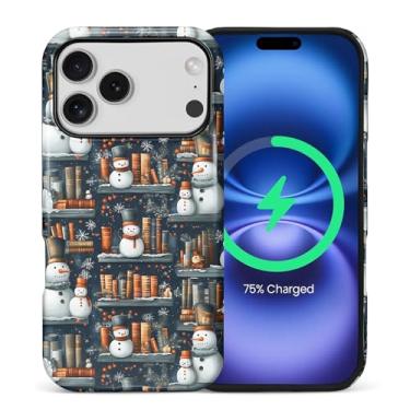 Imagem de Capa para iPhone 17 Pro [compatível com MagSafe], silicone macio brilhante + capa protetora 2 em 1 de policarbonato rígido antiarranhões à prova de choque para mulheres e homens - boneco de neve fofo