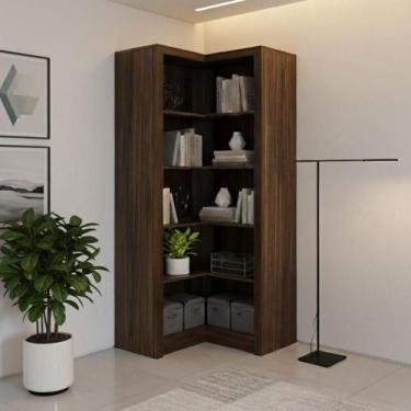 Imagem de Estante de Canto com 4 Prateleiras - Nogal - Tecno Mobili, Nogal