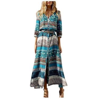 Imagem de Vestido cardigã feminino sexy de férias vestido de praia com estampa d