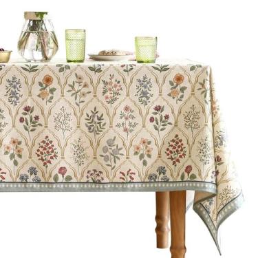 Imagem de Toalha de mesa ISAENNE Linen Blend 160x260 cm Floral Resistente a Ruga