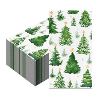 Imagem de Guardanapos descartáveis para convidados de Natal, 120 folhas, aquarela, cedro, inverno, pinheiros, decorativos, toalha de papel de mão, para Natal, férias, aniversário, casamento, casa, cozinha